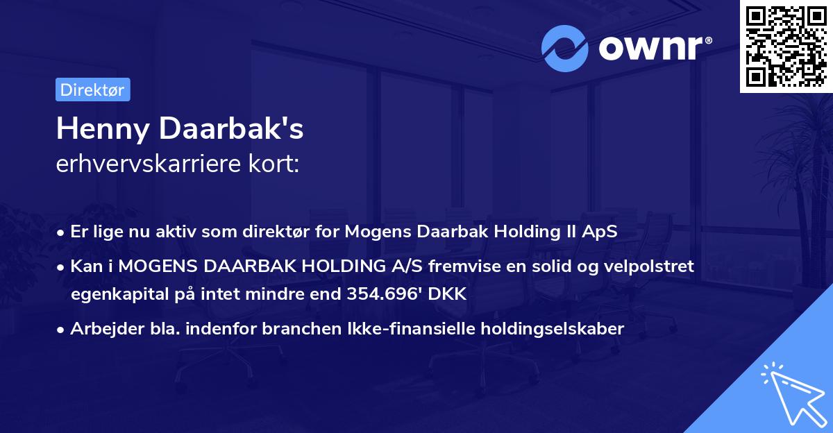 Henny Daarbak's erhvervskarriere kort