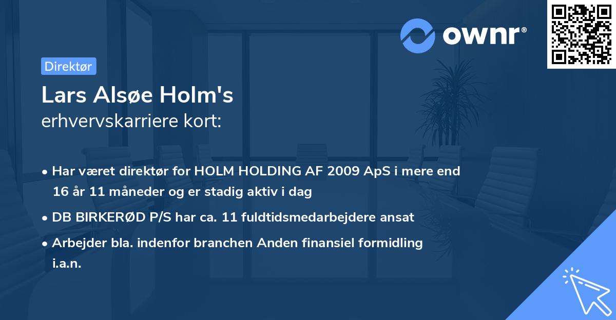 Lars Alsøe Holm's erhvervskarriere kort