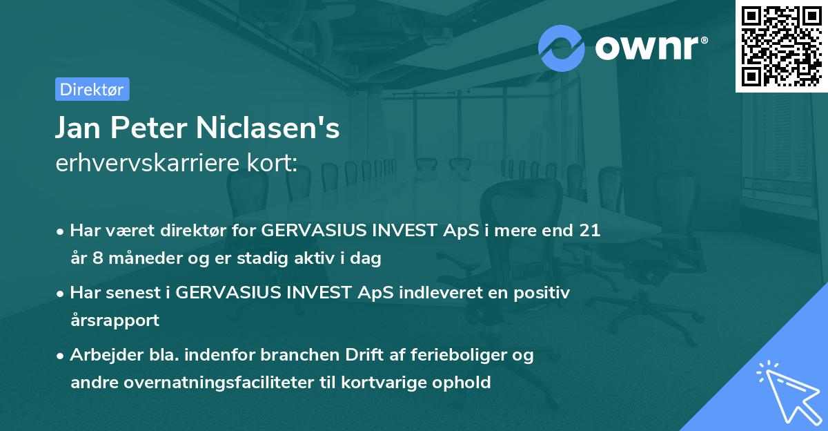Jan Peter Niclasen's erhvervskarriere kort