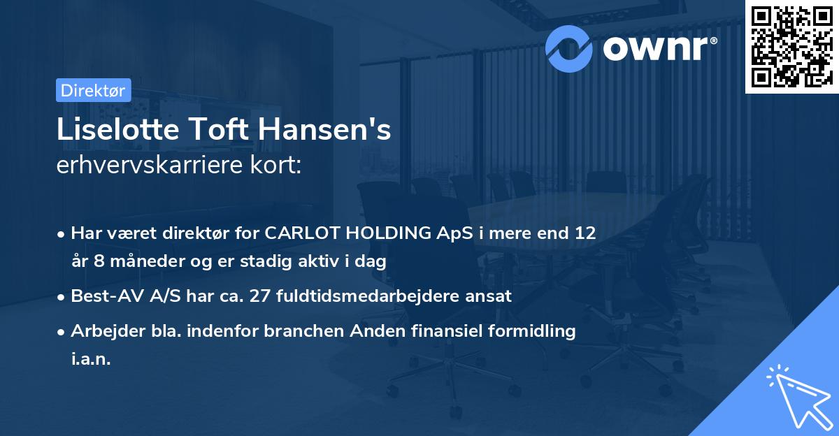 Liselotte Toft Hansen's erhvervskarriere kort