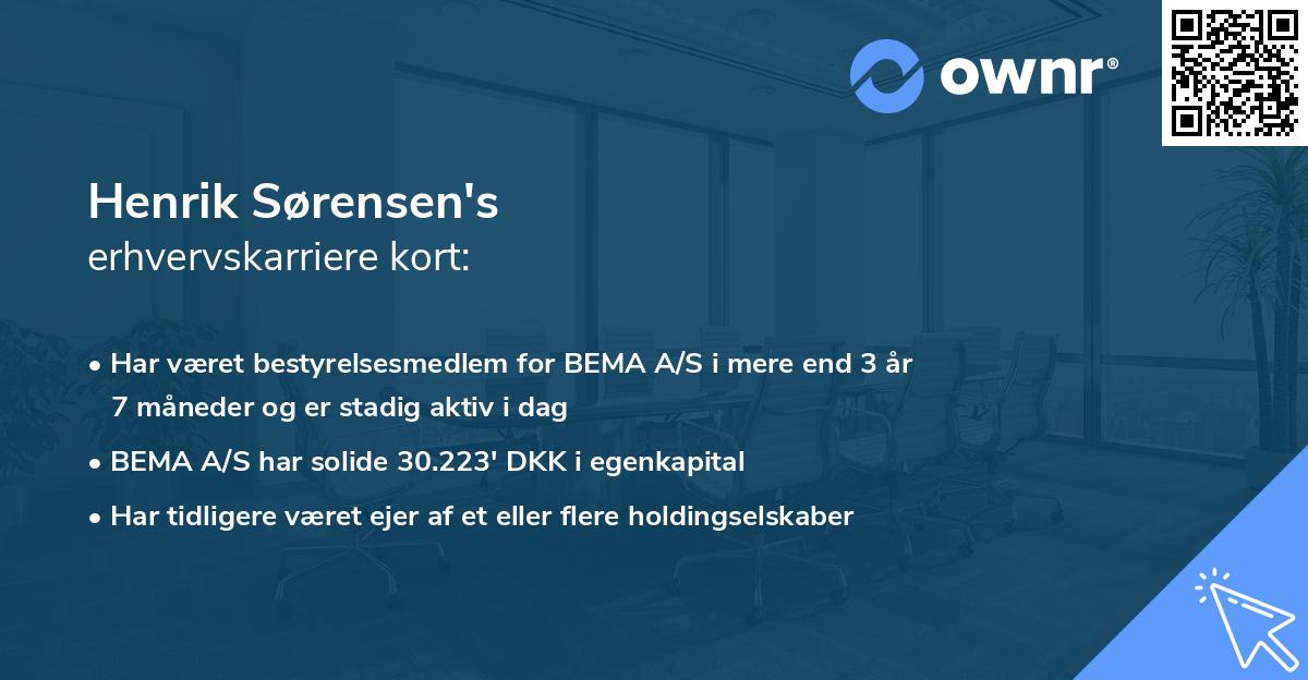 Henrik Sørensen's erhvervskarriere kort