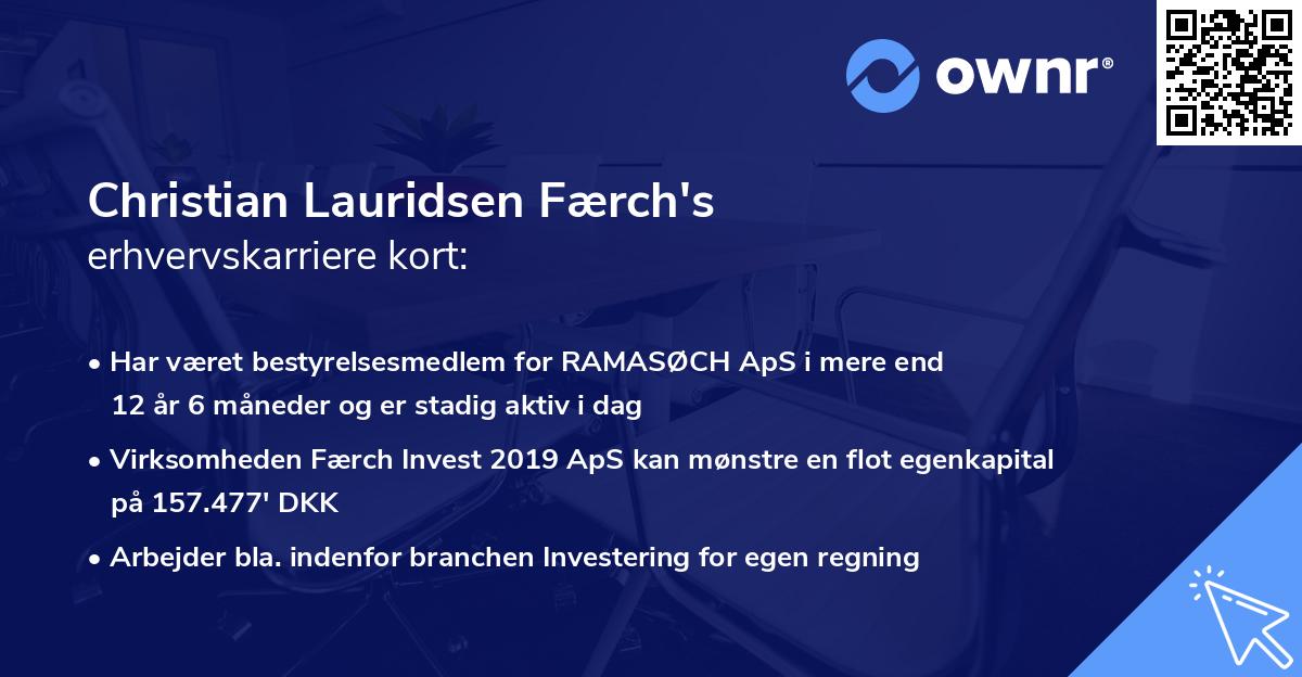 Christian Lauridsen Færch's erhvervskarriere kort