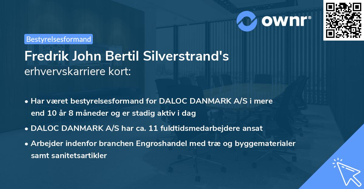Fredrik John Bertil Silverstrand's erhvervskarriere kort