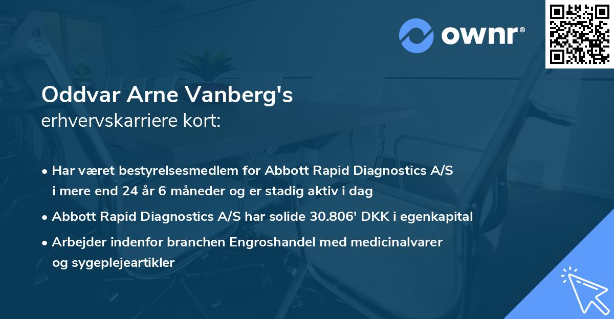 Oddvar Arne Vanberg's erhvervskarriere kort