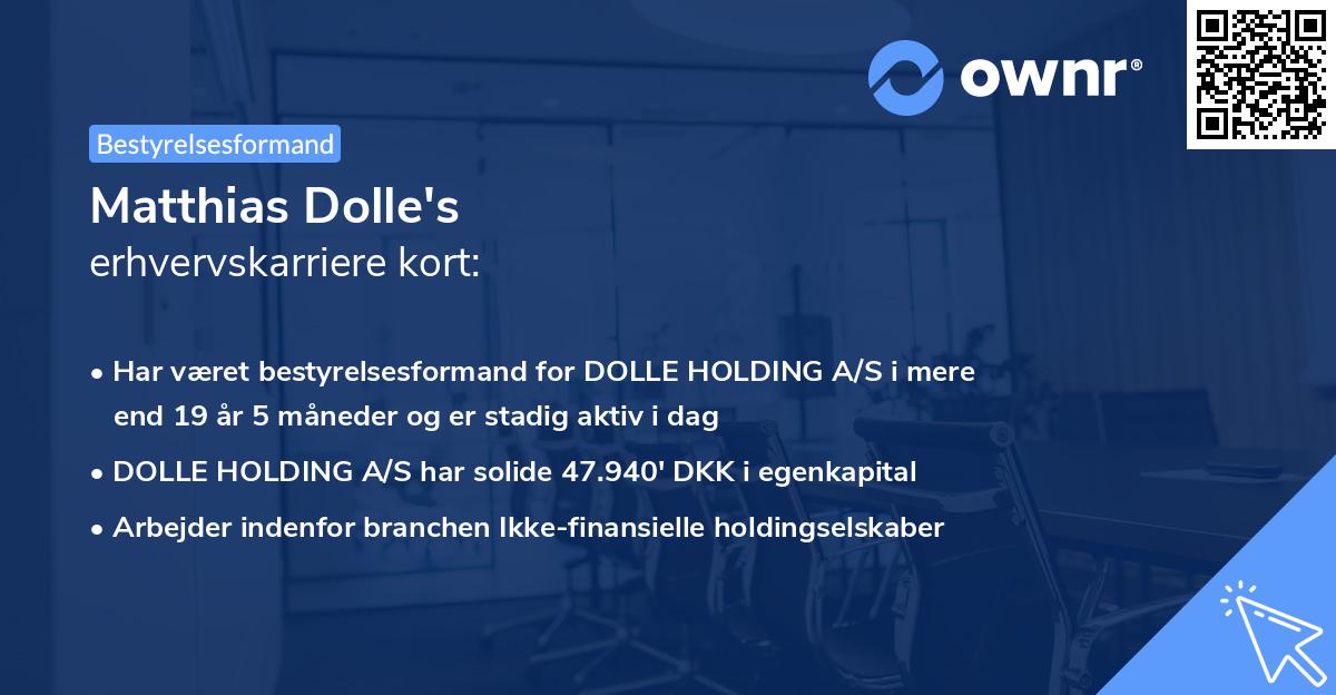 Matthias Dolle's erhvervskarriere kort