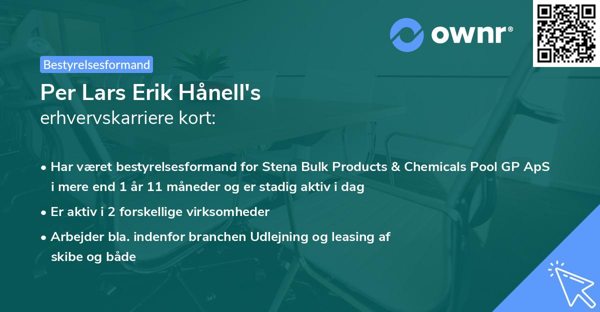 Per Lars Erik Hånell's erhvervskarriere kort