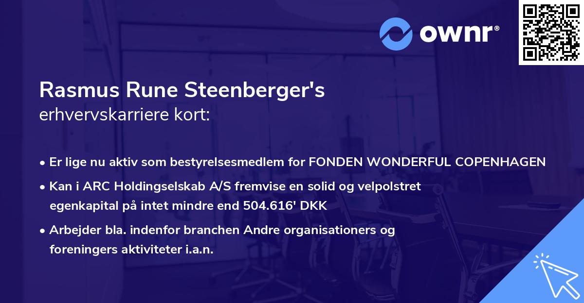 Rasmus Rune Steenberger's erhvervskarriere kort