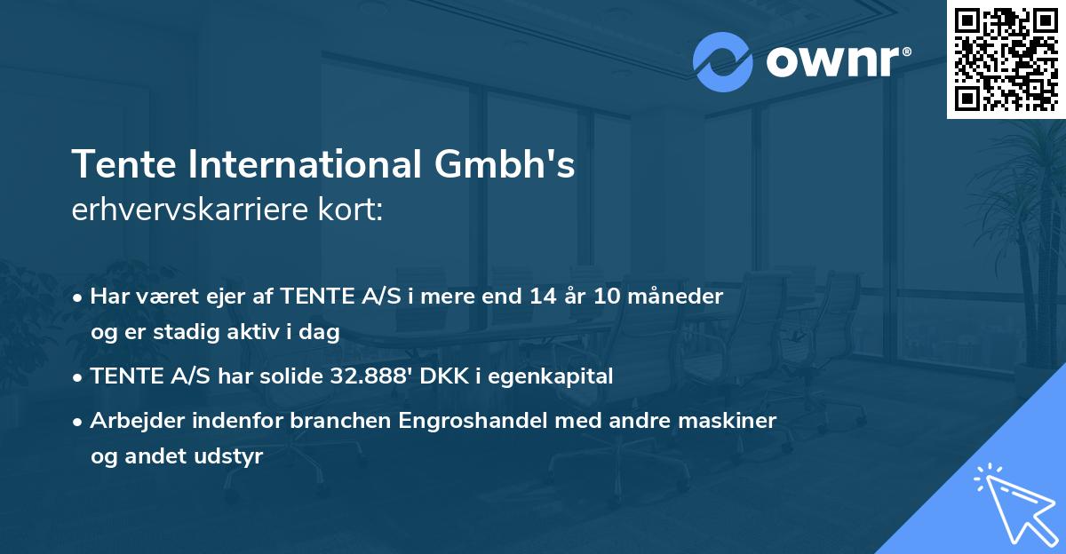 Tente International Gmbh's erhvervskarriere kort