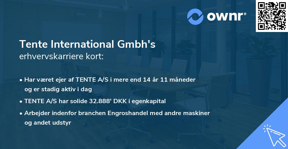 Tente International Gmbh's erhvervskarriere kort