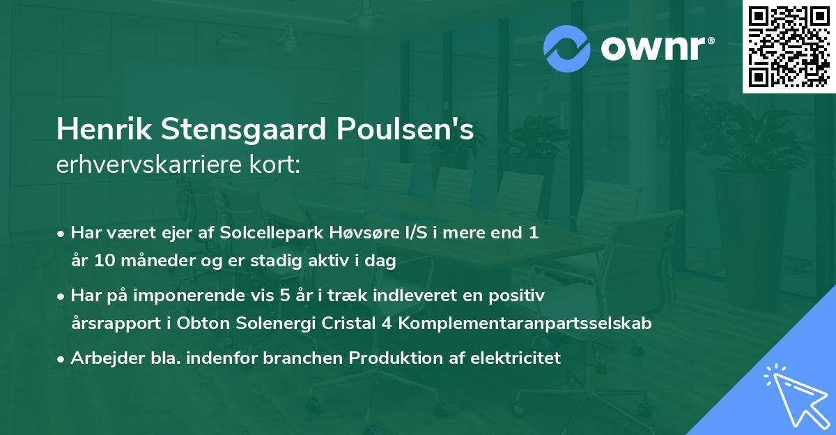 Henrik Stensgaard Poulsen's erhvervskarriere kort