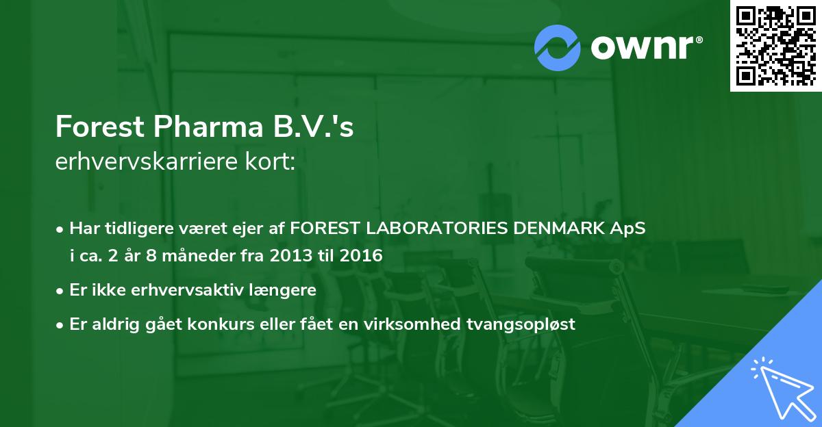 Forest Pharma B.V.'s erhvervskarriere kort