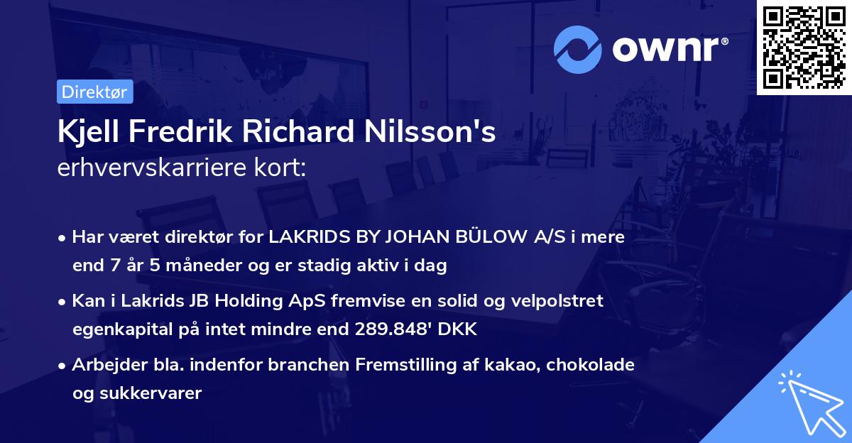 Kjell Fredrik Richard Nilsson's erhvervskarriere kort