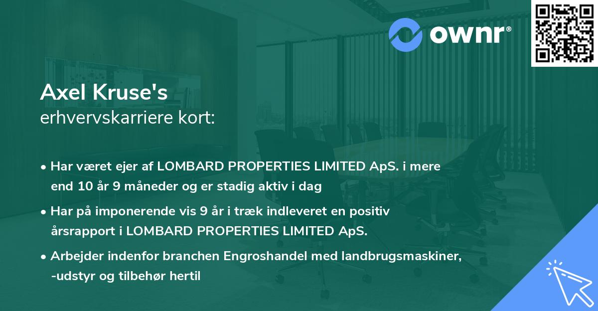 Axel Kruse's erhvervskarriere kort