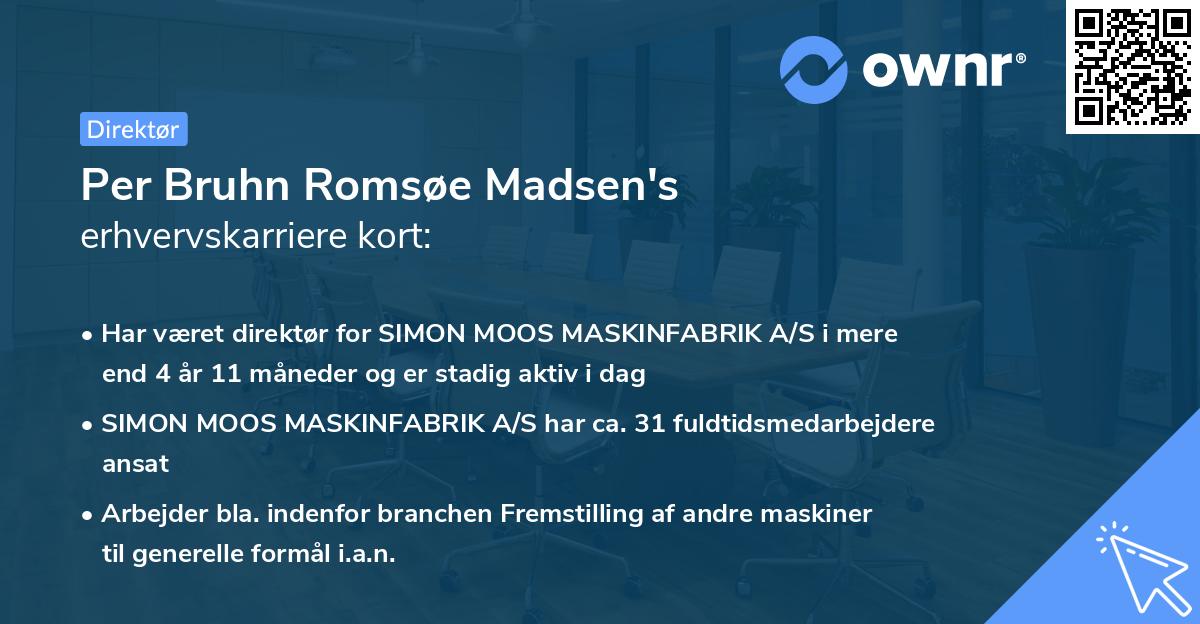 Per Bruhn Romsøe Madsen's erhvervskarriere kort