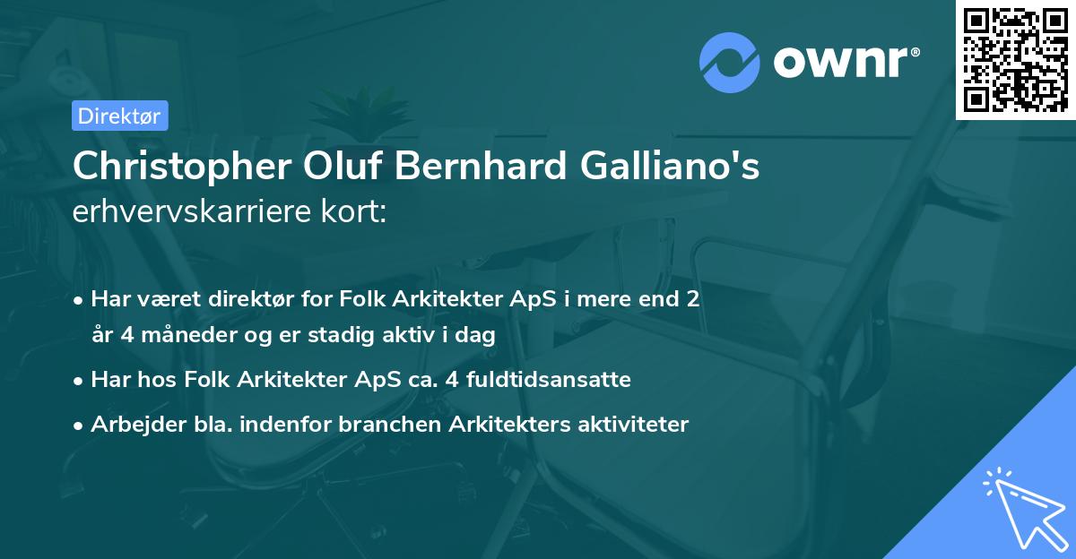 Christopher Oluf Bernhard Galliano's erhvervskarriere kort