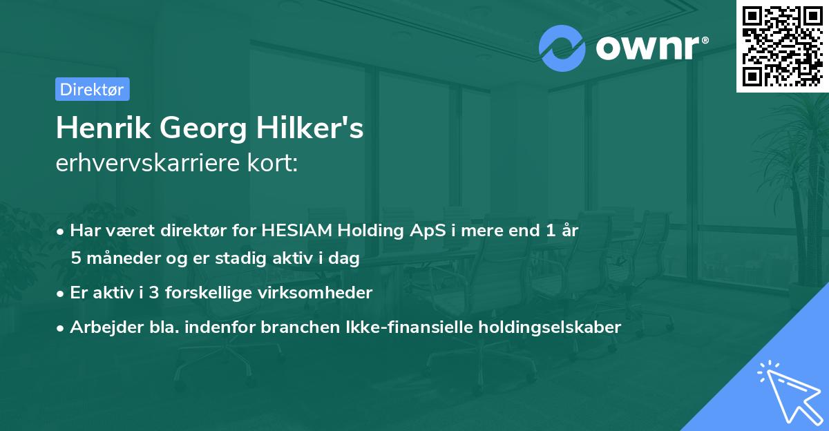 Henrik Georg Hilker's erhvervskarriere kort