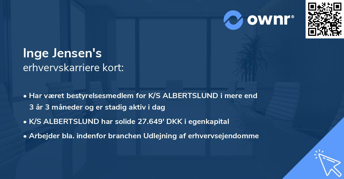 Inge Jensen's erhvervskarriere kort