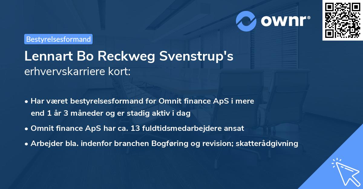 Lennart Bo Reckweg Svenstrup's erhvervskarriere kort