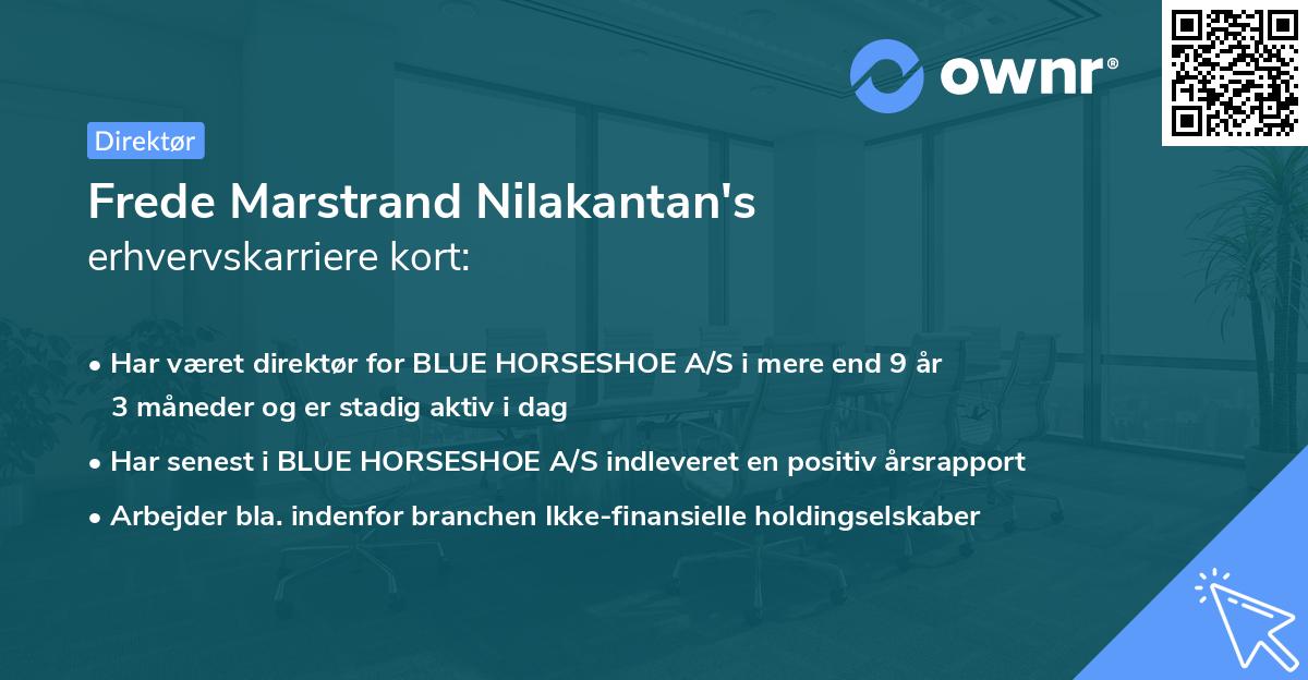 Frede Marstrand Nilakantan's erhvervskarriere kort