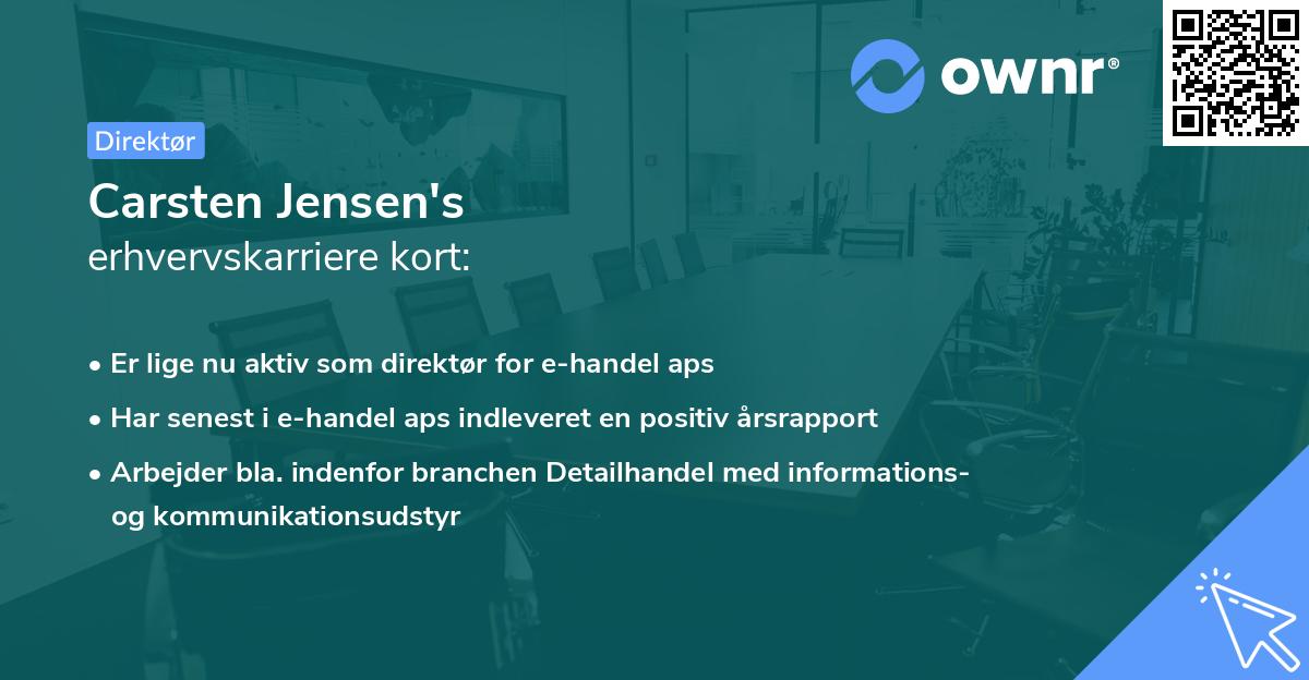 Carsten Jensen's erhvervskarriere kort