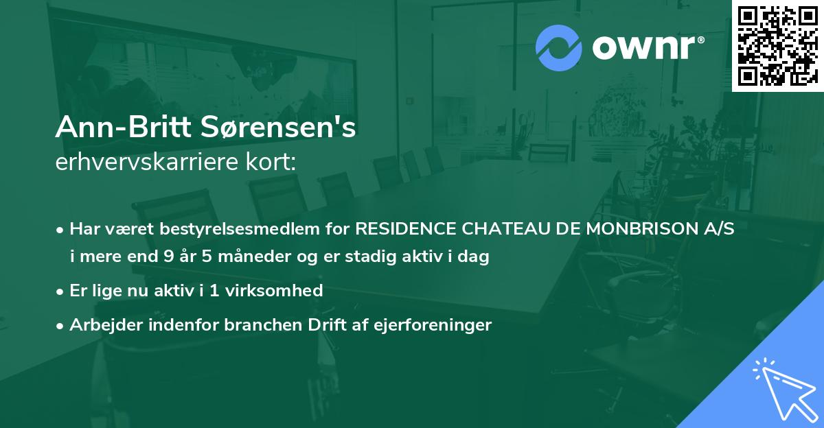 Ann-Britt Sørensen's erhvervskarriere kort