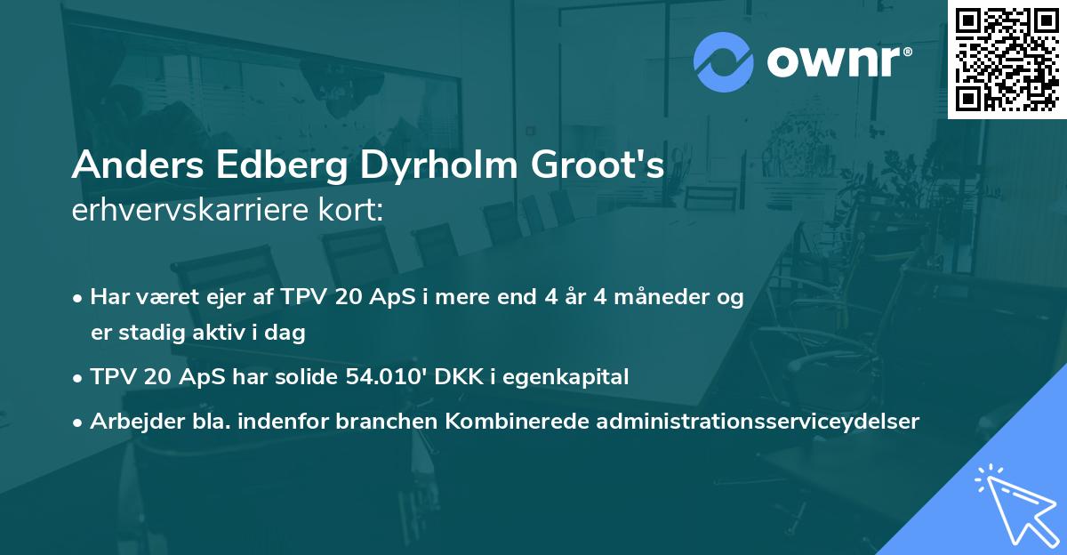 Anders Edberg Dyrholm Groot's erhvervskarriere kort