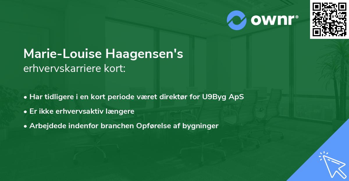 Marie-Louise Haagensen's erhvervskarriere kort