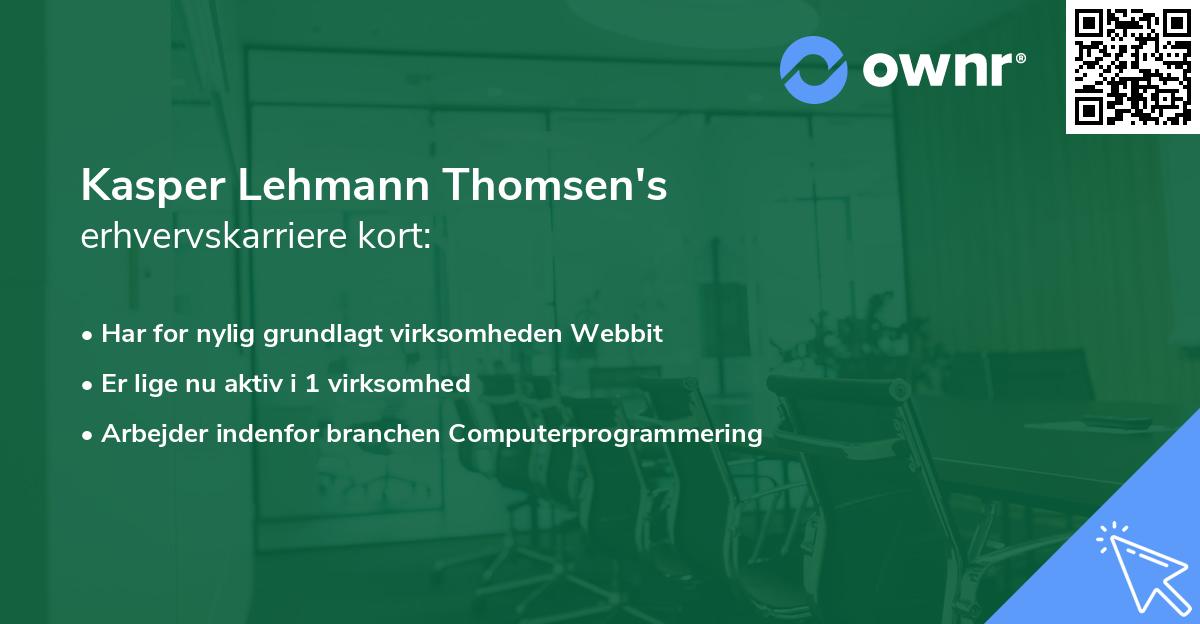 Kasper Lehmann Thomsen's erhvervskarriere kort