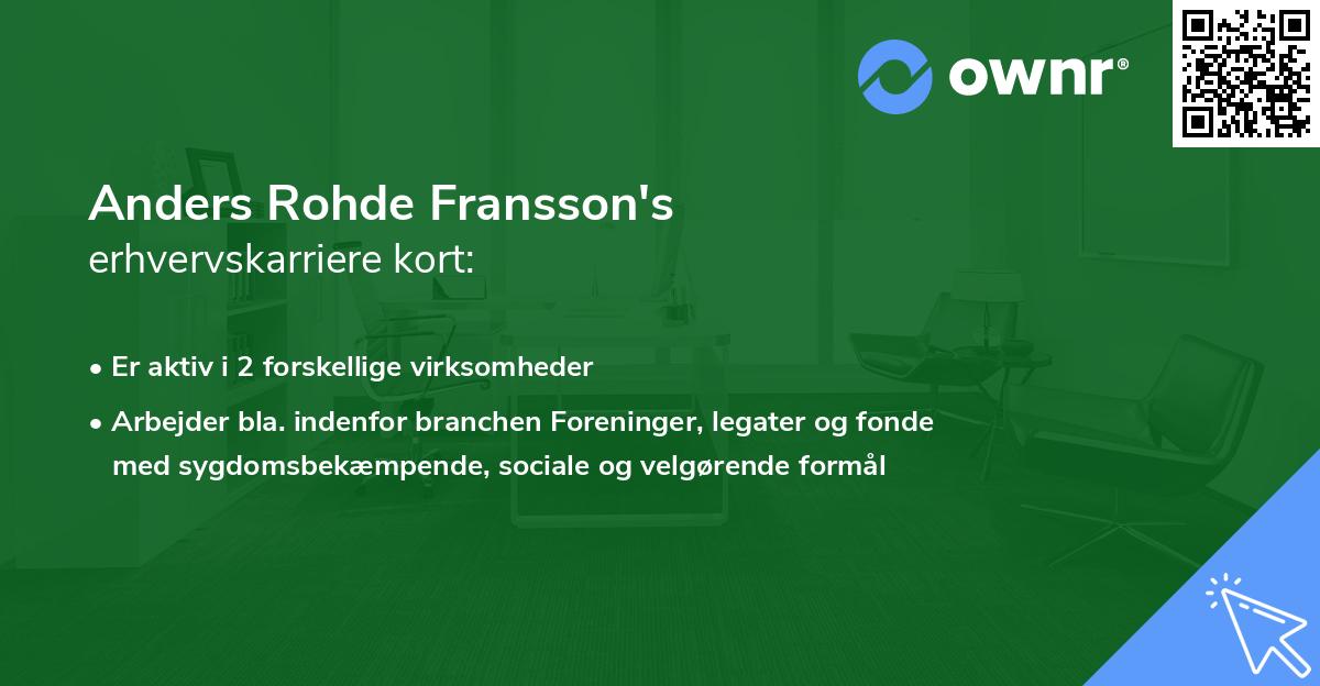 Anders Rohde Fransson's erhvervskarriere kort