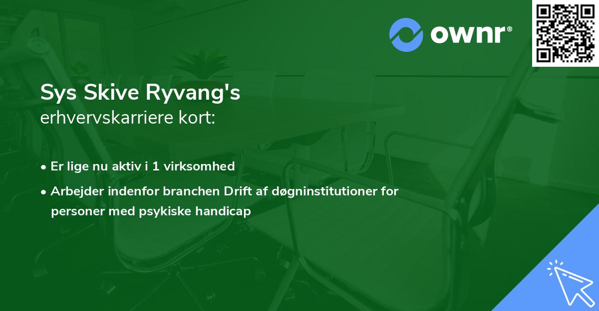 Sys Skive Ryvang's erhvervskarriere kort