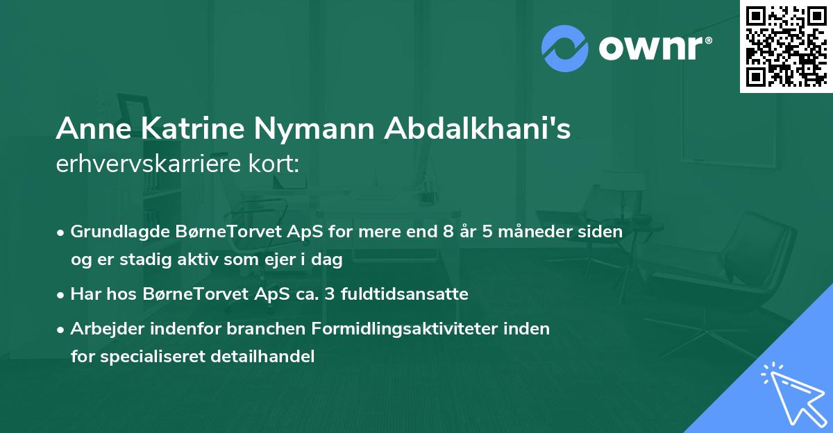 Anne Katrine Nymann Abdalkhani's erhvervskarriere kort