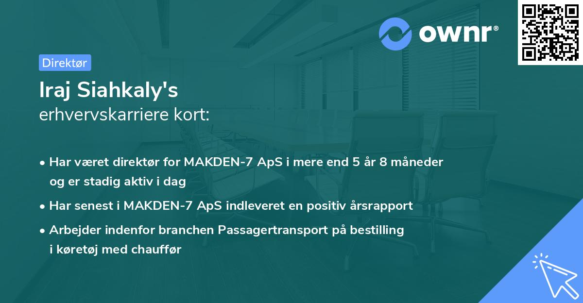 Iraj Siahkaly's erhvervskarriere kort