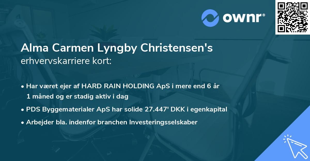 Alma Carmen Lyngby Christensen's erhvervskarriere kort