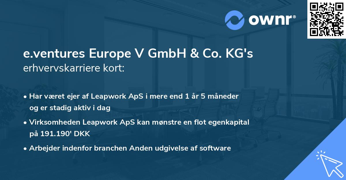 e.ventures Europe V GmbH & Co. KG's erhvervskarriere kort