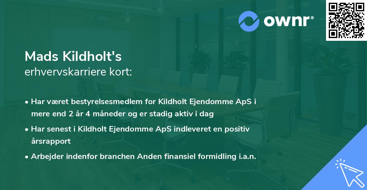 Mads Kildholt's erhvervskarriere kort