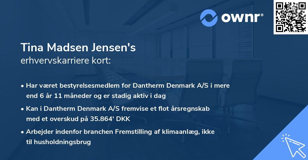 Tina Madsen Jensen's erhvervskarriere kort