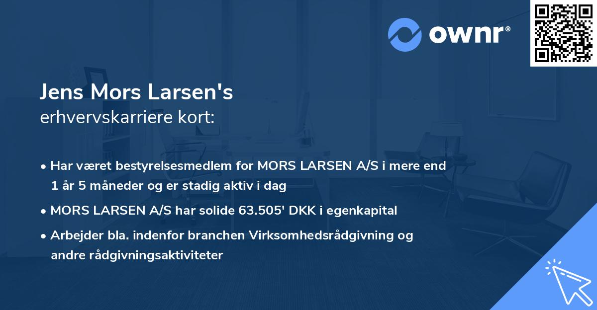 Jens Mors Larsen's erhvervskarriere kort