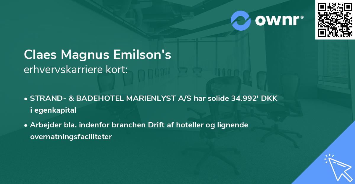 Claes Magnus Emilson's erhvervskarriere kort