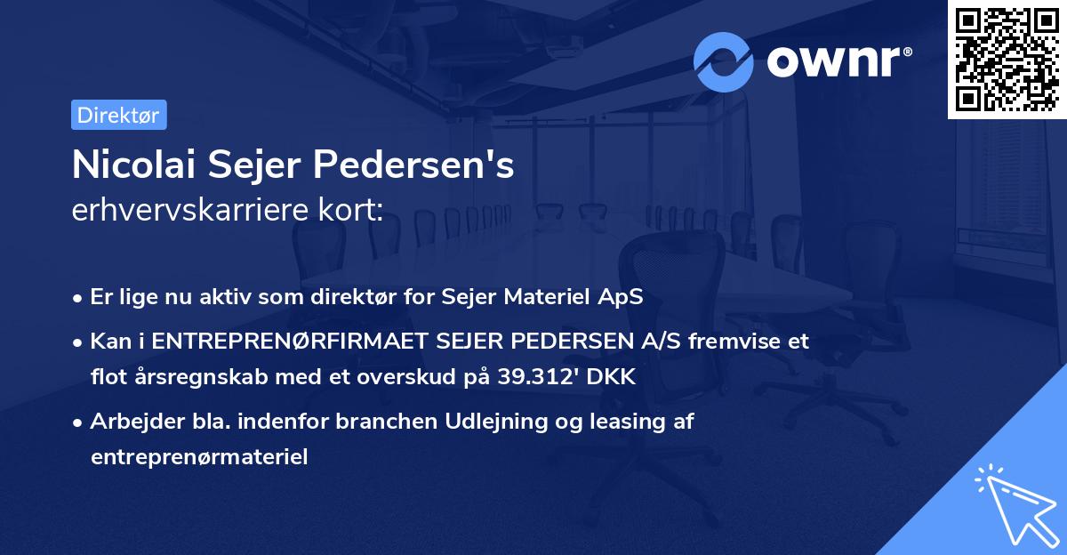 Nicolai Sejer Pedersen's erhvervskarriere kort