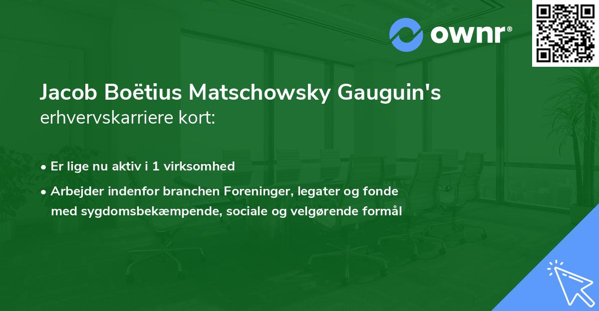 Jacob Boëtius Matschowsky Gauguin's erhvervskarriere kort