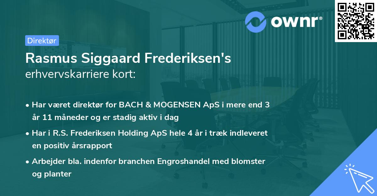 Rasmus Siggaard Frederiksen's erhvervskarriere kort