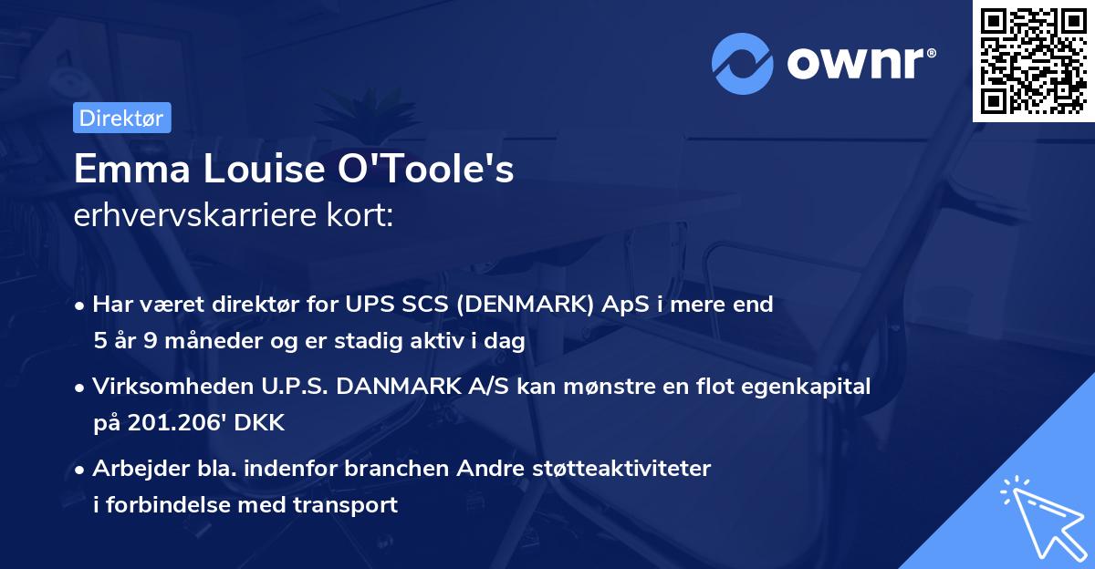 Emma Louise O'Toole's erhvervskarriere kort