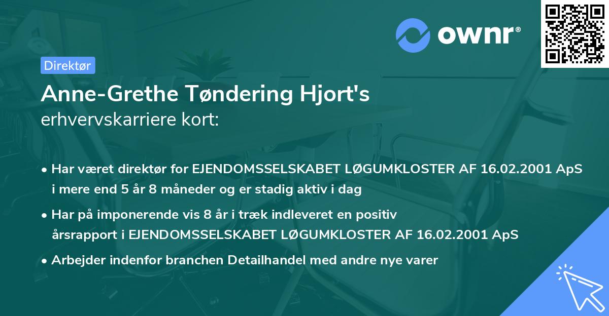 Anne-Grethe Tøndering Hjort's erhvervskarriere kort