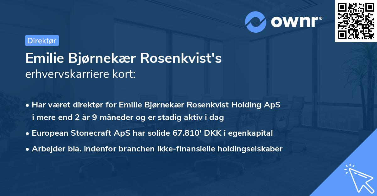 Emilie Bjørnekær Rosenkvist's erhvervskarriere kort