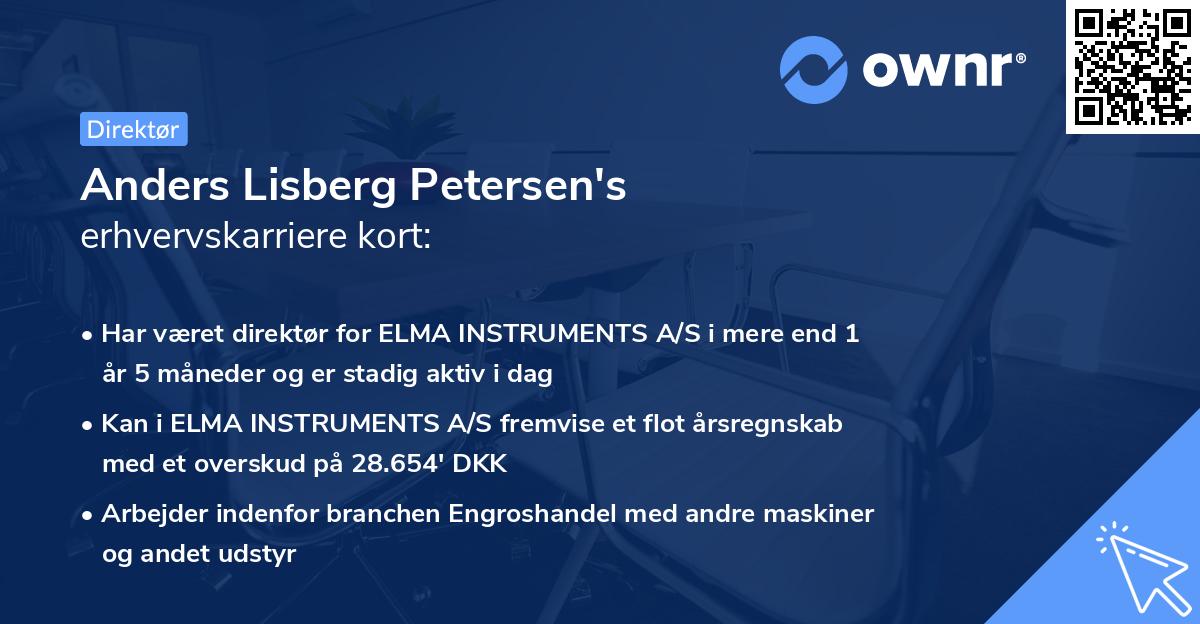 Anders Lisberg Petersen's erhvervskarriere kort