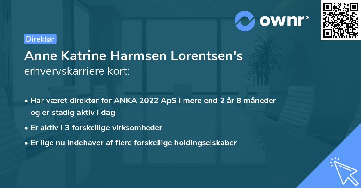 Anne Katrine Harmsen Lorentsen's erhvervskarriere kort