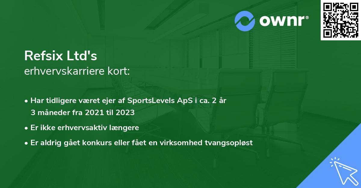 Refsix Ltd's erhvervskarriere kort
