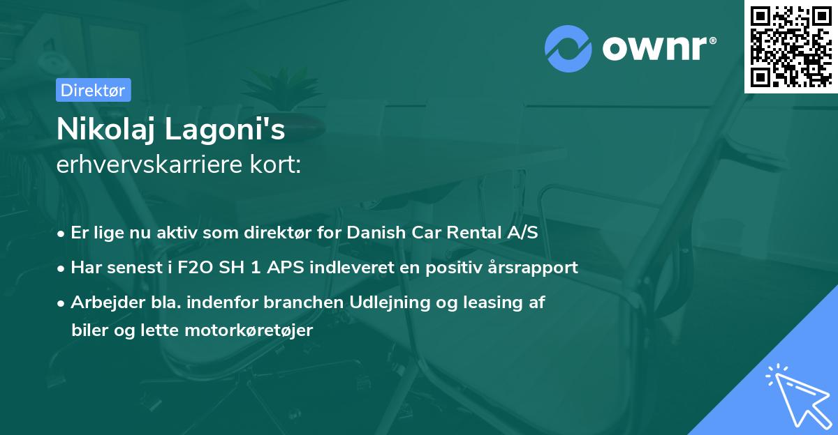 Nikolaj Lagoni's erhvervskarriere kort