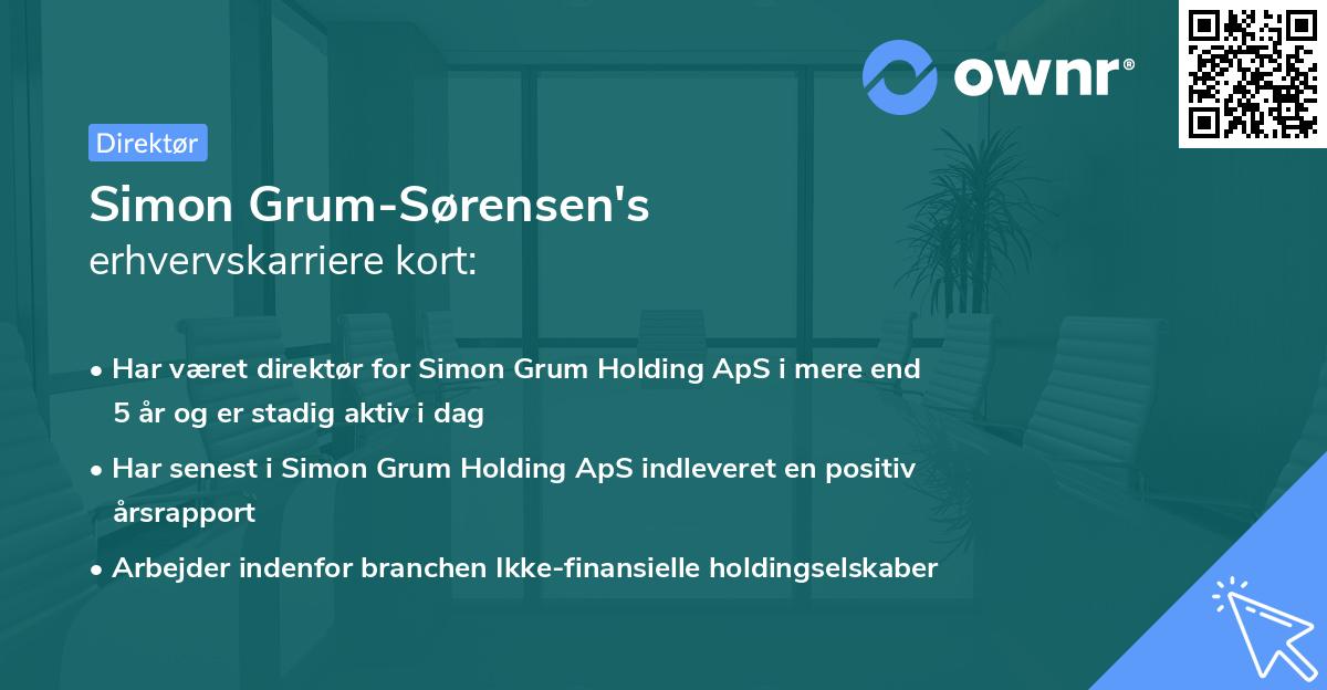 Simon Grum-Sørensen's erhvervskarriere kort