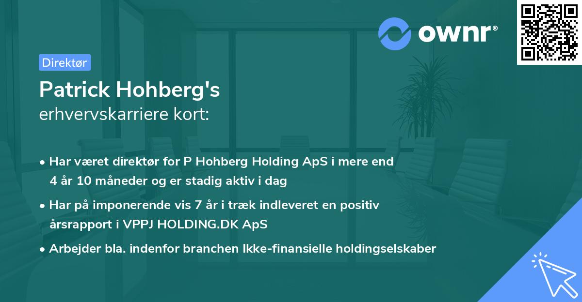 Patrick Hohberg's erhvervskarriere kort